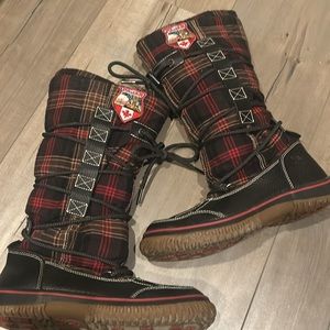 PAJAR plaid leather water snow boots